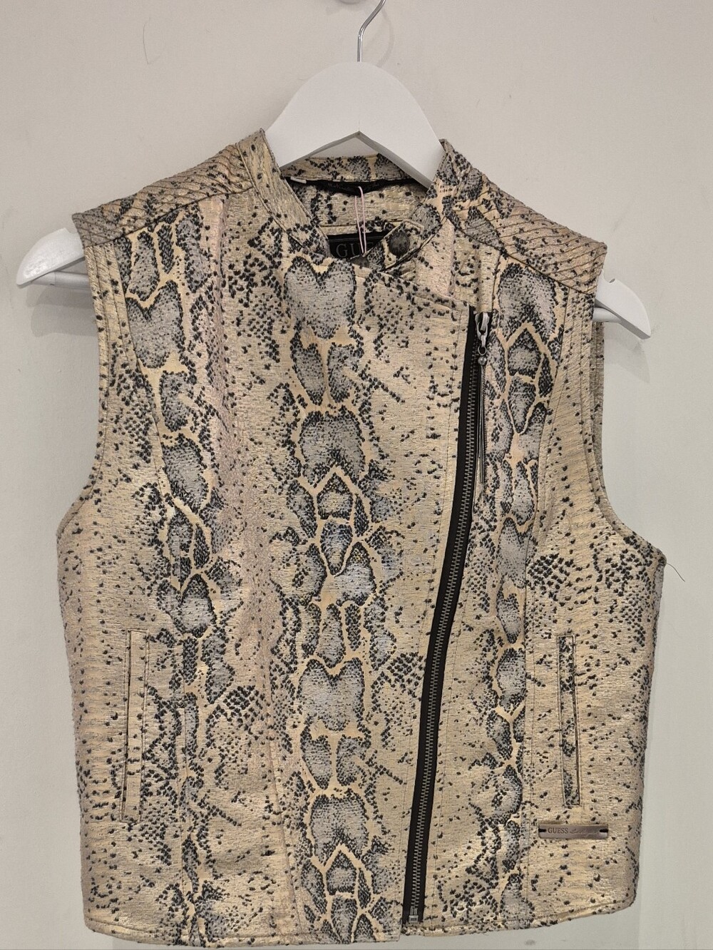 Guess Metallic Animal Print Denim Vest